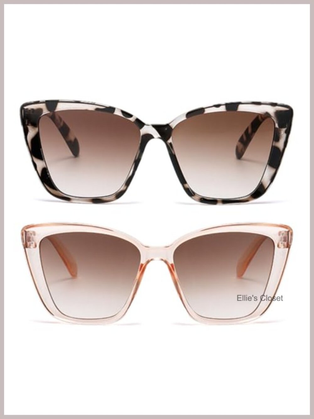 Oversized Cat Eye Sunglasses 2-Pack UV400 Square Frame Women's Retro